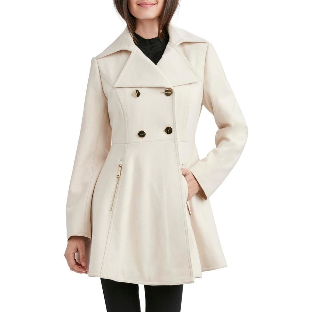 LAUNDRY BY SHELLI SEGALWomen's Double-Breasted Skirted Coat XS Cream